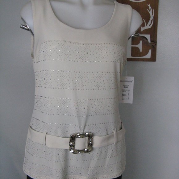 Frank Lyman Design Tops - Frank Lyman Design Embellished Sleeveless Blouse with Faux Belt NWT